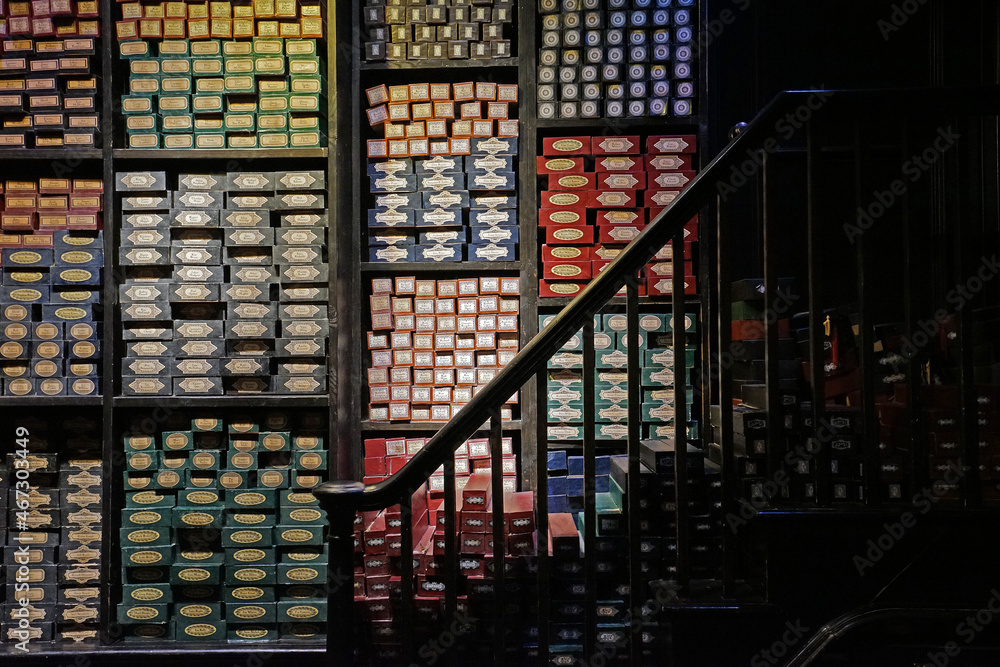 Fototapeta premium The Ollivanders magic wand shop at The Warner Bros. Studio Tour, The Making of Harry Potter- Leavesden, United Kingdom