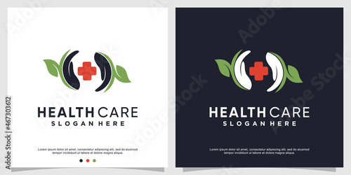 Health care logo template with creative element Premium Vector
