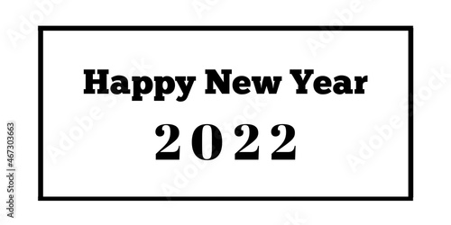Happy new year 2022 greeting card with white background