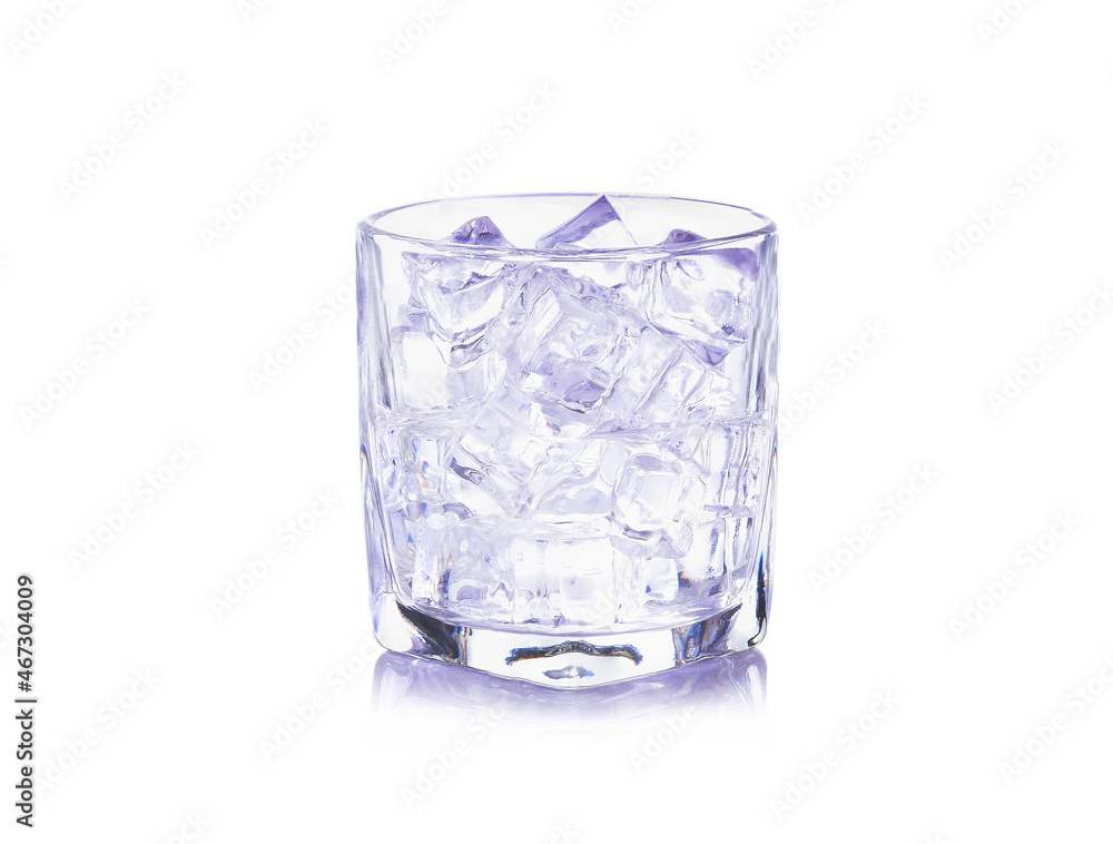 ice and water in glass isolated on white background ice and water in glass isolated on white background
