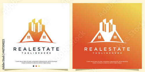 Real estate logo template with creative design Premium Vector