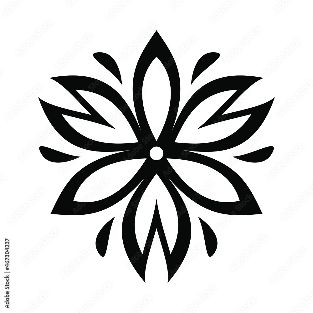 Flower art design black and white