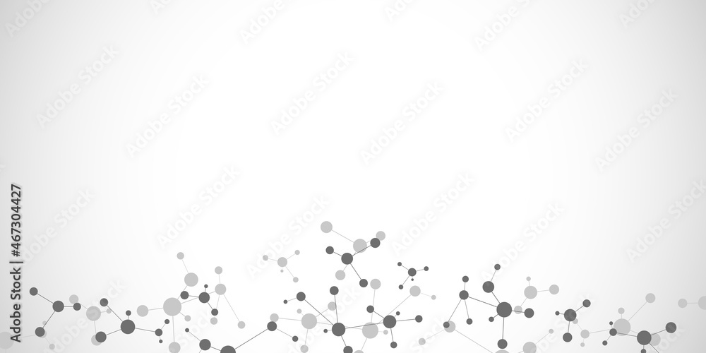 Illustration of molecular structure and genetic engineering, molecules DNA, neural network, scientific research. Abstract background for innovation technology, science, healthcare, and medicine Illustration of molecular structure and genetic engineering, molecules DNA, neural network, scientific research. Abstract background for innovation technology, science, healthcare, and medicine