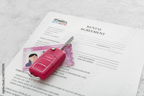 Rental agreement, driver li...
