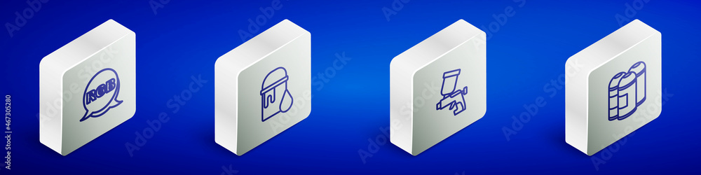 Set Isometric line RGB, Paint bucket, spray gun and can icon. Vector Set Isometric line RGB, Paint bucket, spray gun and can icon. Vector
