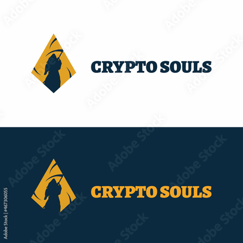 Grim Reaper Ethereum  Logo Concept - Ethereum crypto currency horror illustration design
