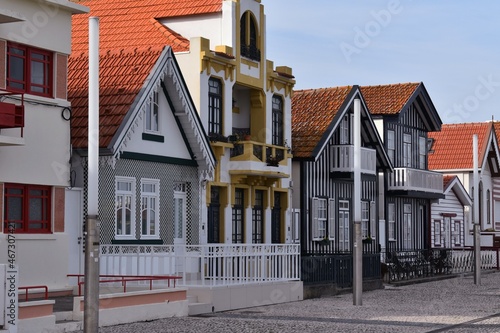 
The typical grated houses of Costa Nova in Portugal