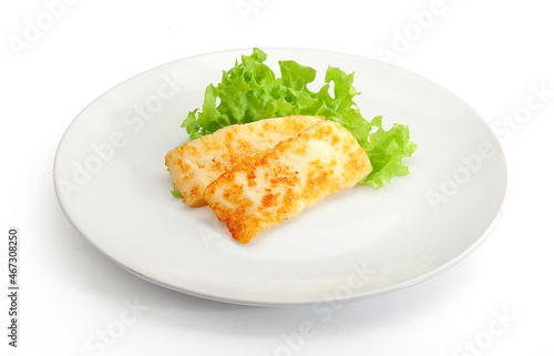 Isolated fried cheese on the plate