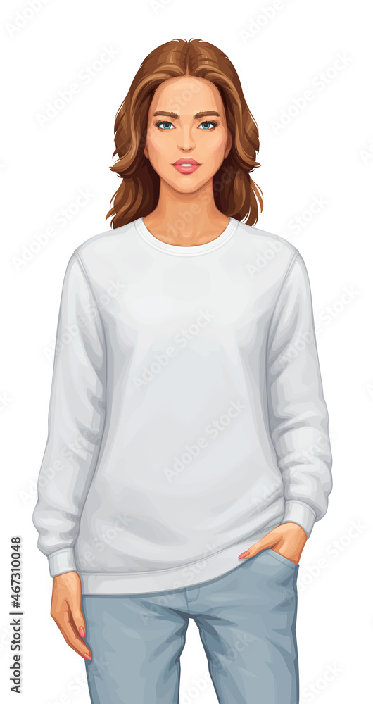 Woman Wearing a Sweatshirt Woman Wearing a Sweatshirt