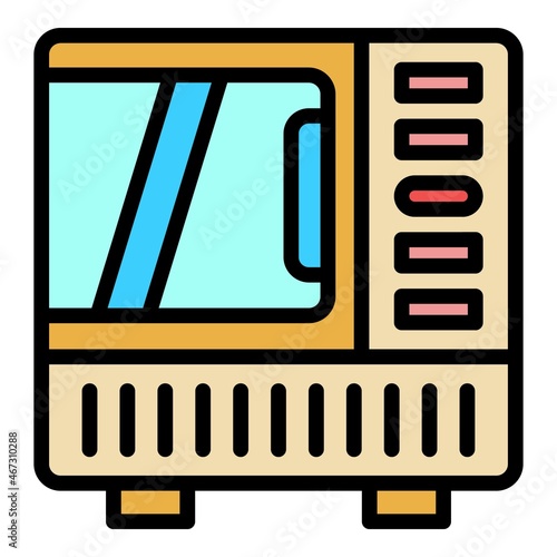 Convection oven icon. Outline convection oven vector icon color flat isolated