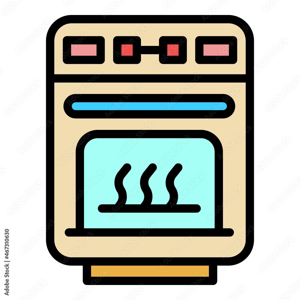 Electric convection oven icon. Outline electric convection oven vector icon color flat isolated Electric convection oven icon. Outline electric convection oven vector icon color flat isolated
