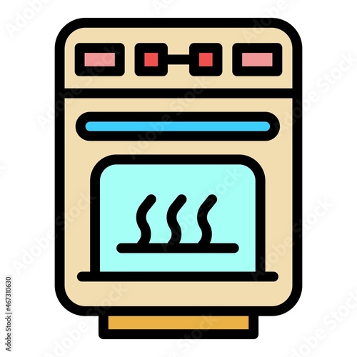 Electric convection oven icon. Outline electric convection oven vector icon color flat isolated