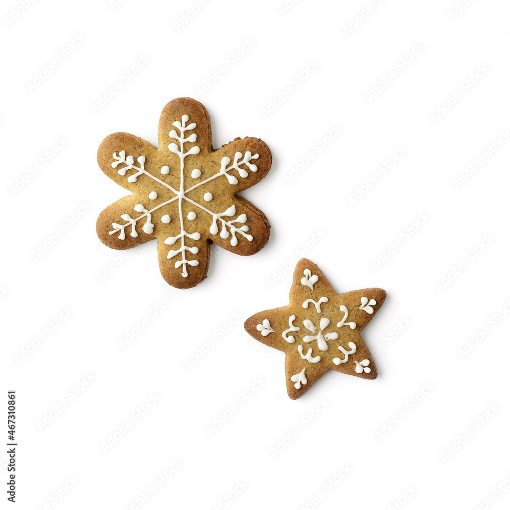 christmas gingerbread cookies isolated on white background. seasonal ornaments christmas gingerbread cookies isolated on white background. seasonal ornaments