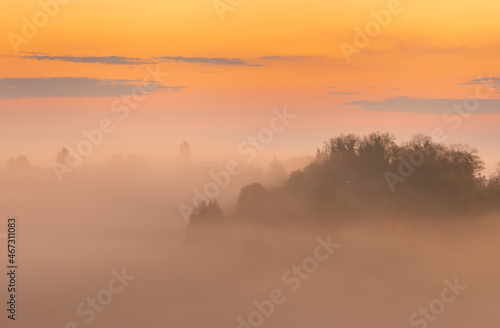 Foggy morning. Zagreb region. Croatia
