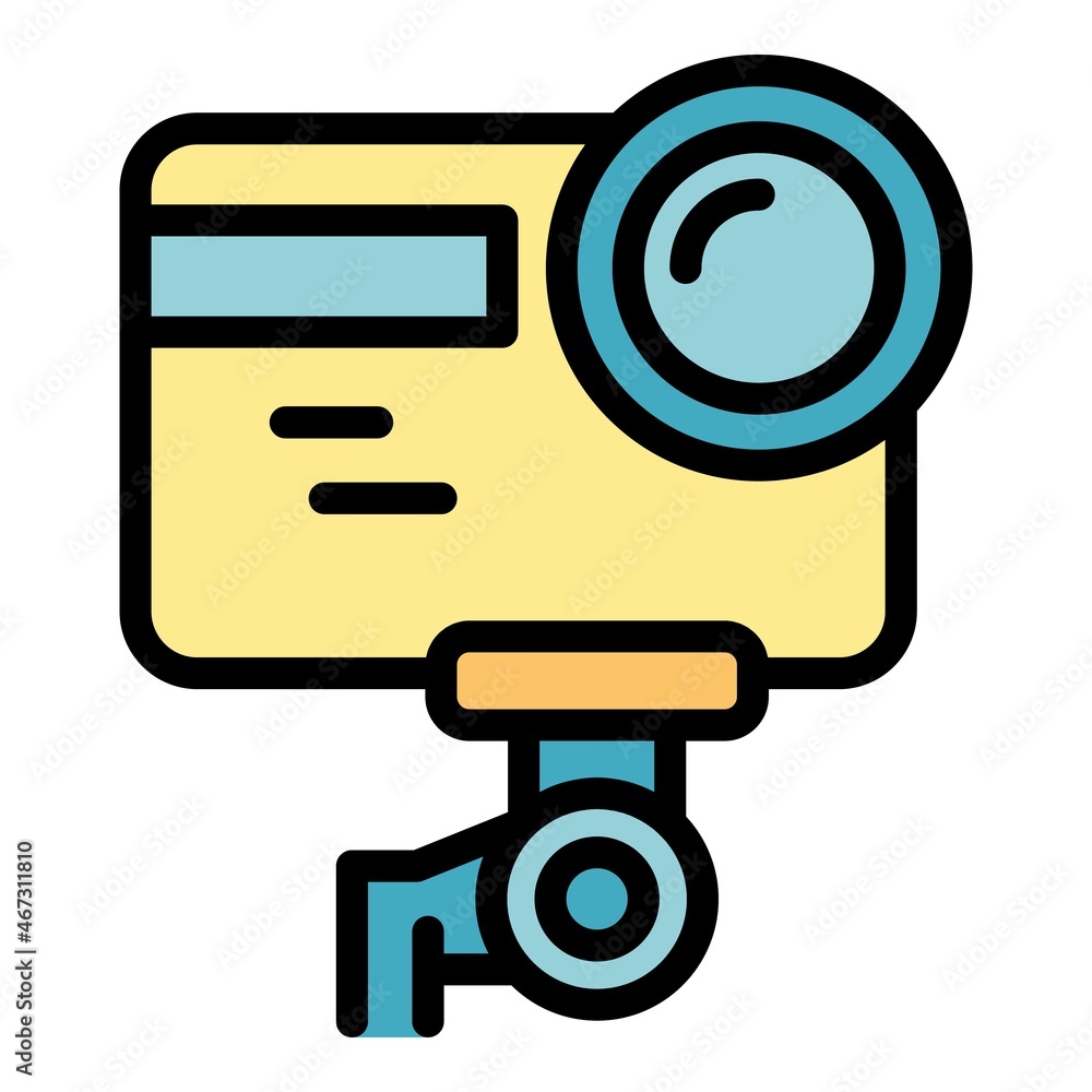 Video recorder icon. Outline video recorder vector icon color flat isolated