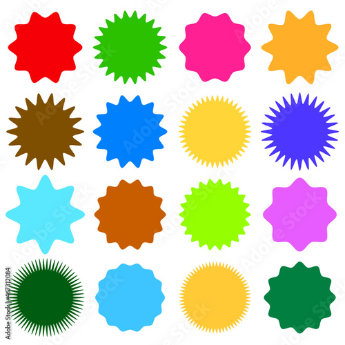 Starburst, sunburst price tag, label. Empty, blank price flash for promotion, marketing, sales concepts