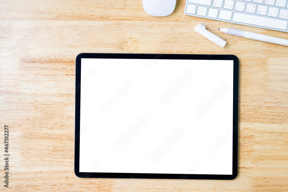 Digital tablet mockup on office working table Digital tablet mockup on office working table
