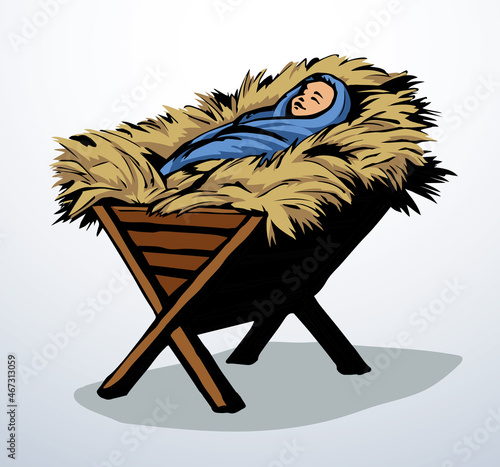 Newborn baby Jesus. Vector drawing