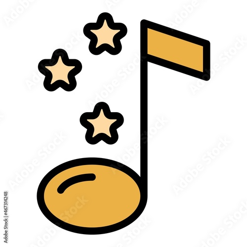 Stars music icon. Outline stars music vector icon color flat isolated
