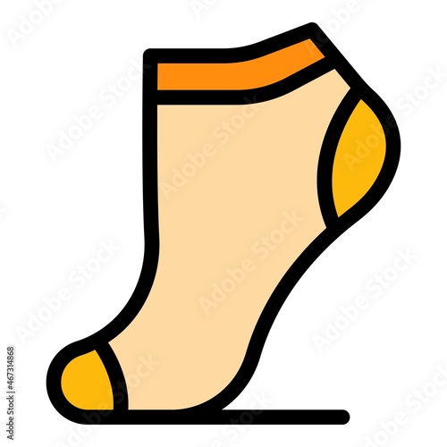 Cotton sock icon. Outline cotton sock vector icon color flat isolated