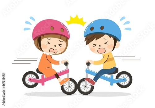 キックバイク同士でぶつかる事故