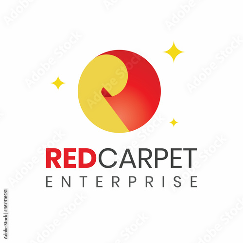 Letter R Red Carpet or Ribbon Luxury Logo