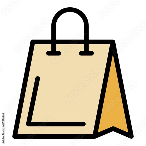 Reusable eco bag icon. Outline reusable eco bag vector icon color flat isolated