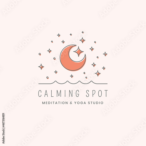 Sun Moon Bohemian Calming Spot Yoga Logo