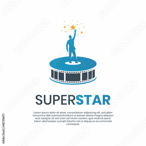 Super Star Actor Celebrity Reaching Movie Film Cinema Logo