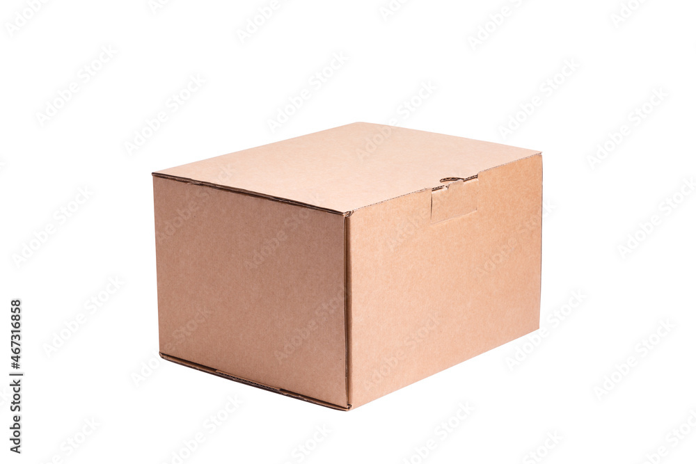 Brown cardboard carton mail, postal box, isolated Brown cardboard carton mail, postal box, isolated
