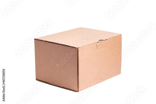 Brown cardboard carton mail, postal box, isolated © mdbildes