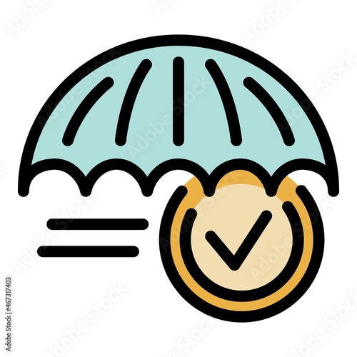 Umbrella reliability icon. Outline umbrella reliability vector icon color flat isolated