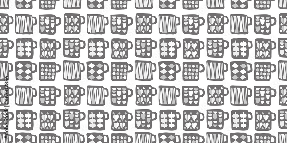 Mug illustration background. Seamless pattern. Vector.
マグカップのイラストパターン　背景素材
