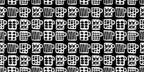 Mug illustration background. Seamless pattern. Vector.
マグカップのイラストパターン　背景素材