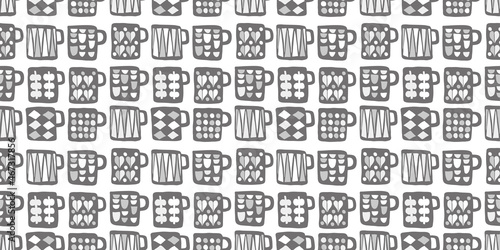 Mug illustration background. Seamless pattern. Vector. マグカップのイラストパターン 背景素材