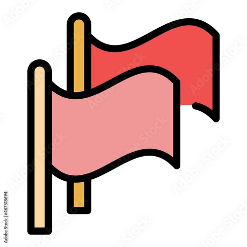 Flags agitation icon. Outline flags agitation vector icon color flat isolated