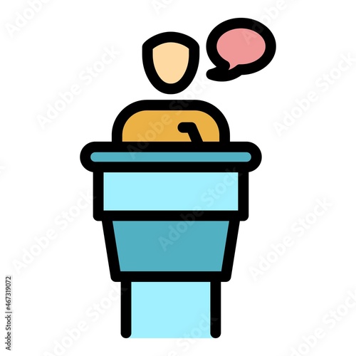 Vote speaker agitation icon. Outline vote speaker agitation vector icon color flat isolated
