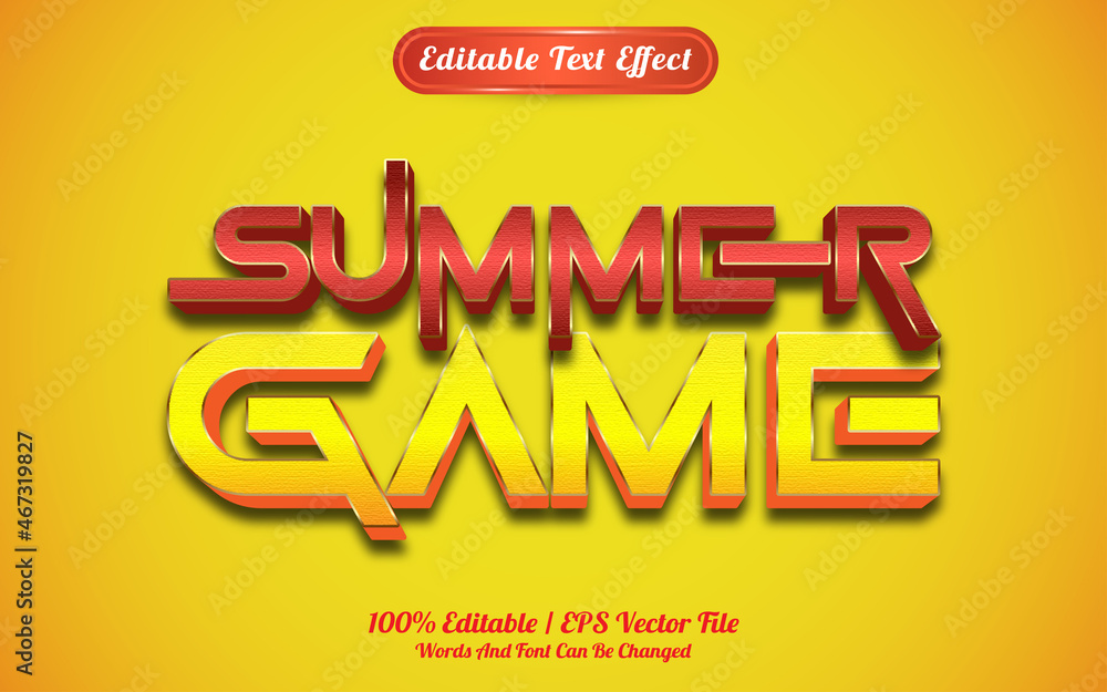 Summer game editable text effect