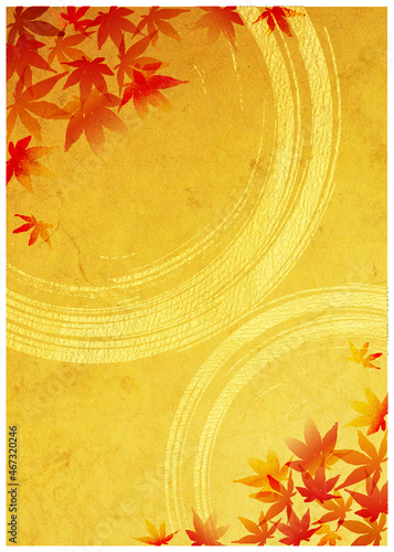 紅葉_和柄金箔背景