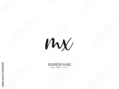 initial MX Logo, Signature MX m x Letter Logo Icon Vector Stock