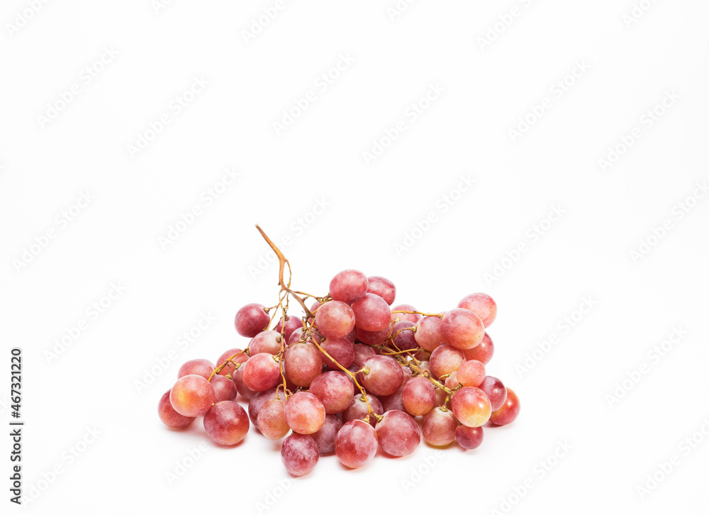 bunch of rose grapes on a white background healthy life concept