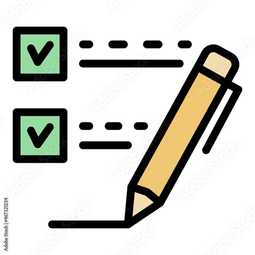 Feather trust pen icon. Outline feather trust pen vector icon color flat isolated