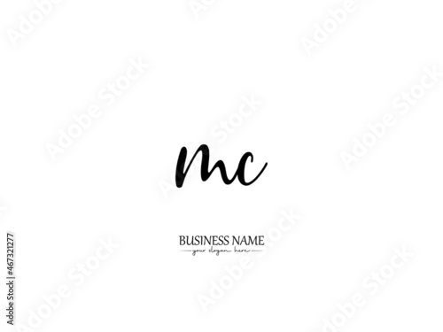 initial MC Logo, Signature MC m c Letter Logo Icon Vector Stock