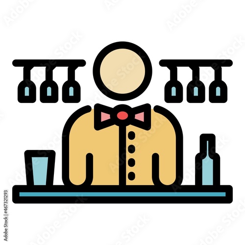 Trust barman icon. Outline trust barman vector icon color flat isolated