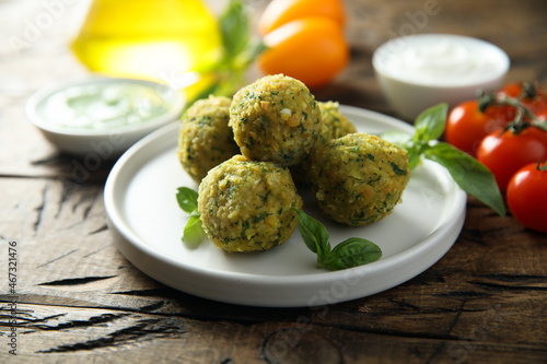 Traditional homemade falafel with herbs	