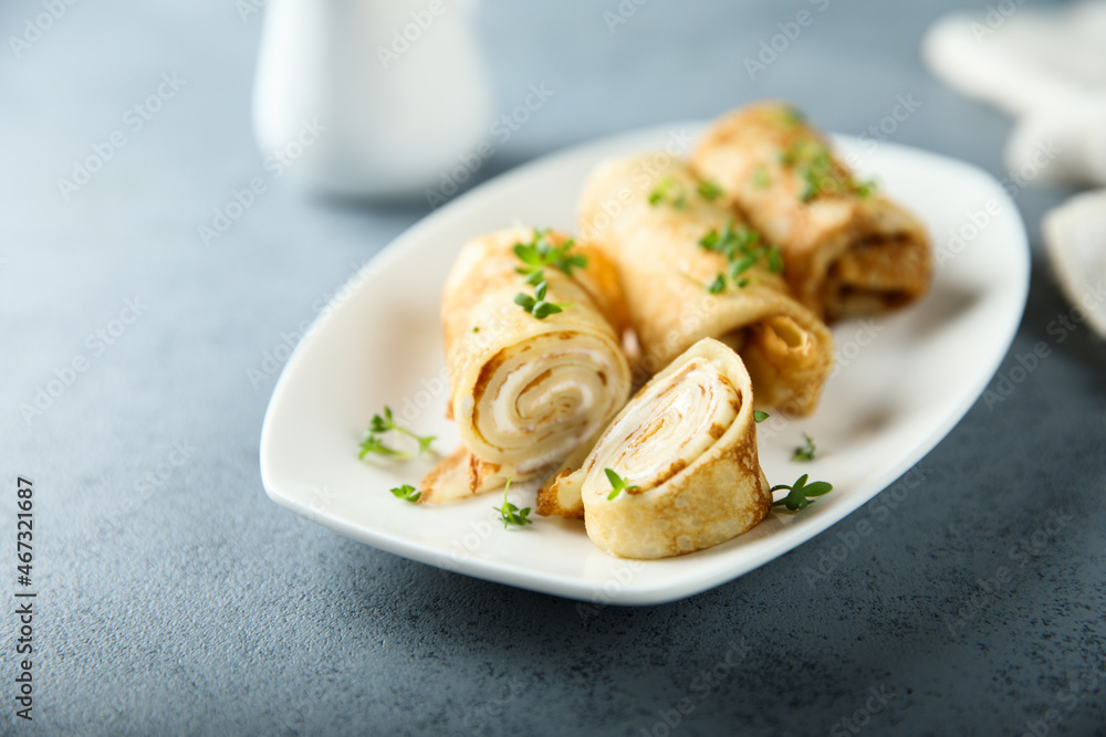 Homemade crepes with cream cheese Homemade crepes with cream cheese
