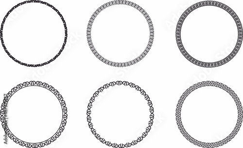 Round frame set. Circle Ornamental decorative frame with graphic element
