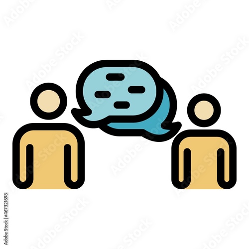 Friend trust conversation icon. Outline friend trust conversation vector icon color flat isolated