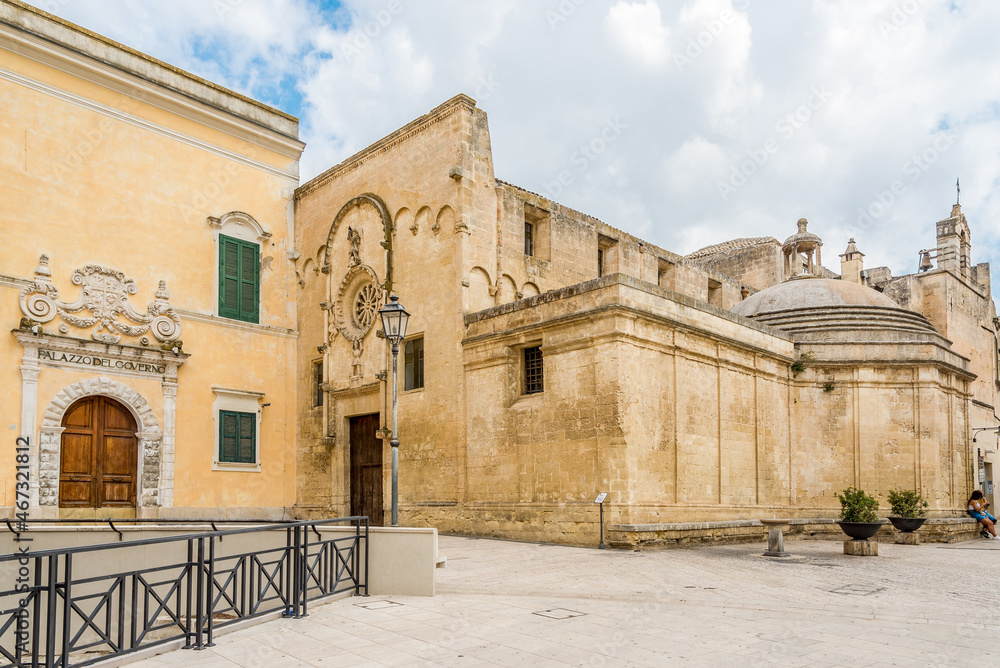 View at the Church of San Domenico in the streets of Matera - Italy