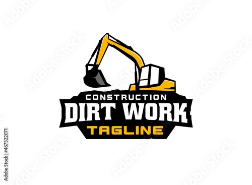 Excavator logo vector for construction company. Heavy equipment template vector illustration for your brand.